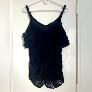 Torrid Lace Double V-Neck Cold Shoulder Midi Top